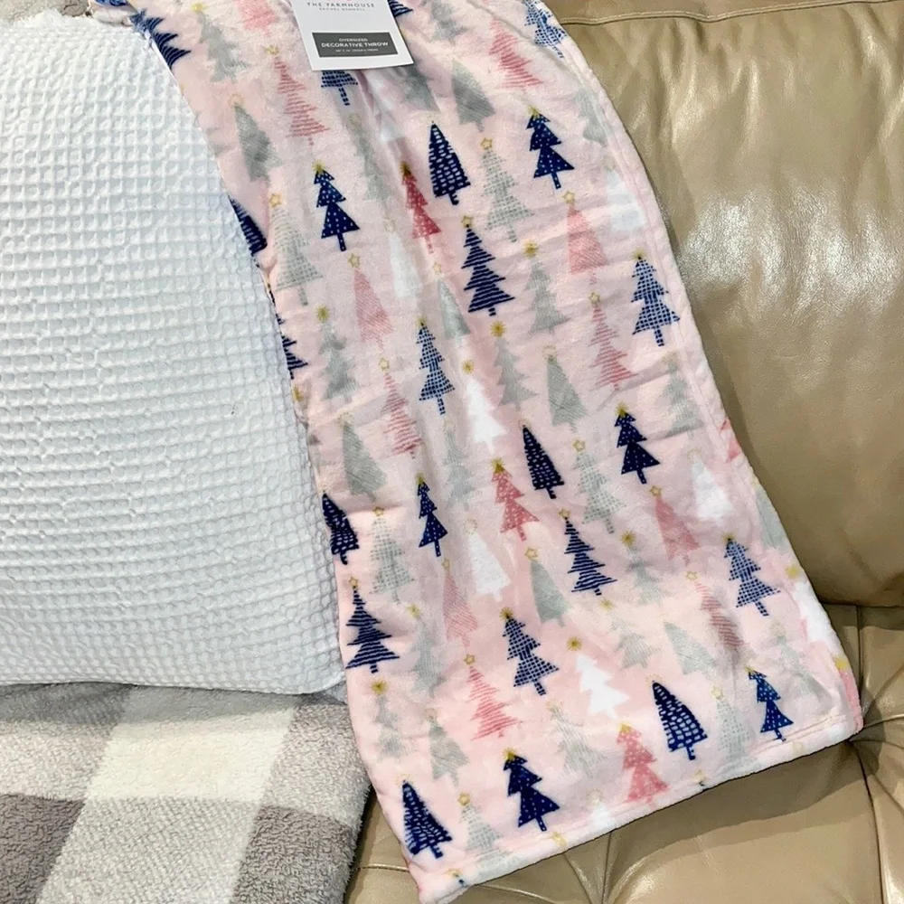 Pink Christmas Plush Throw